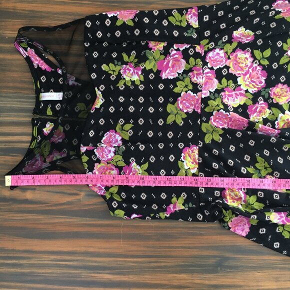 [Xhilaration] Black Geometric / Rose Print Sleeveless Sundress | XL | Good - Picture 2 of 12